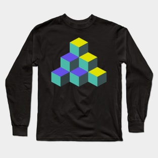 Minimal 80s Cubes Arcade Design Long Sleeve T-Shirt